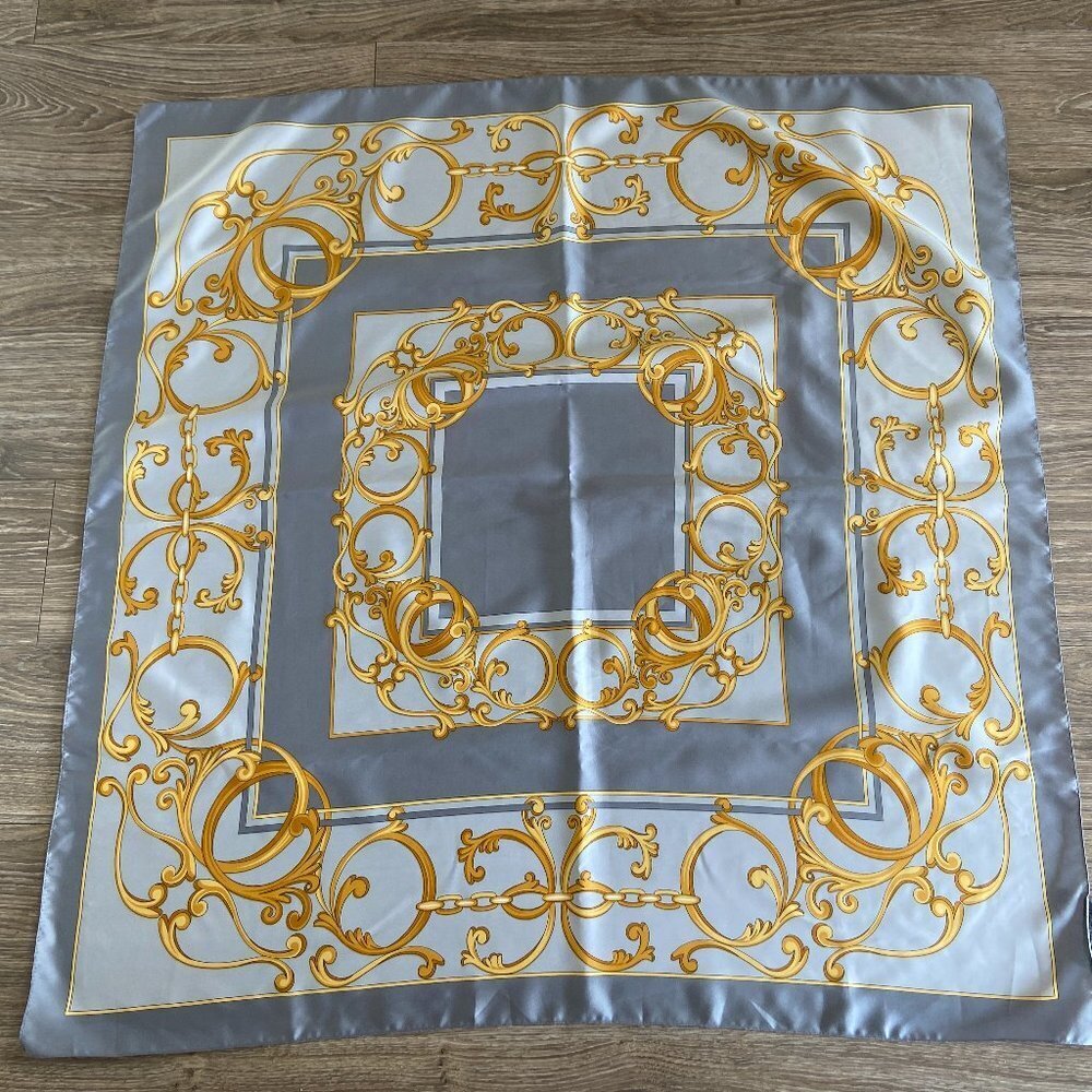 Art of the SCARF Grey Yellow 35" x 35" Italy